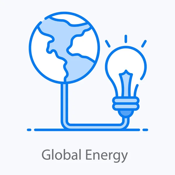 Světelná Žárovka Spojená Globem Globální Energetický Koncept Vektor — Stockový vektor