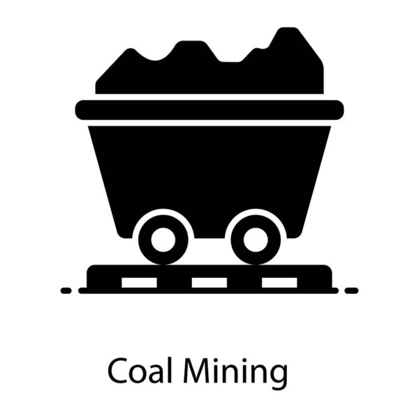 Vector design of coal mining, coal wheelbarrow concept 