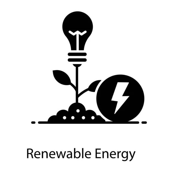 Návrh Ikony Žárovky Spojené Elektrárnou Vektor Obnovitelné Energie — Stockový vektor