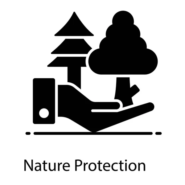 Design Ikon Ochrany Přírody Ruční Držení Stromu — Stockový vektor