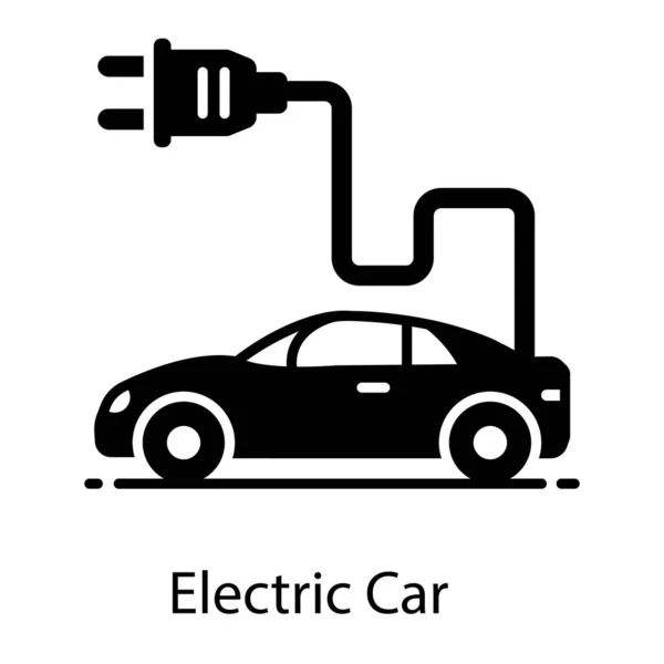 连接到插头上表示电动汽车图标的车辆 — 图库矢量图片