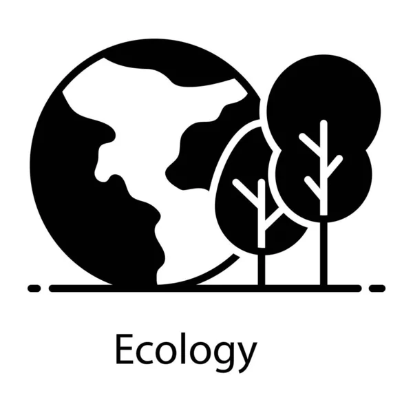 Design Ícone Ecologia Globo Com Árvores Estilo Vetorial — Vetor de Stock