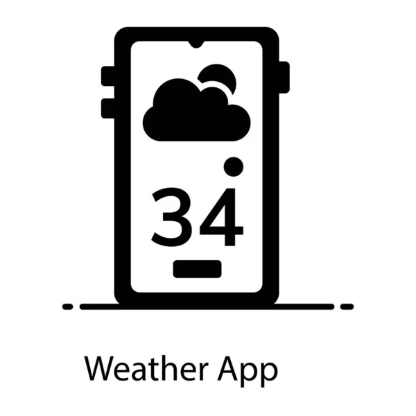 Weather App Vector Style Smartphone Weather App Editable Style — Stock Vector