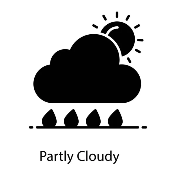 Partly Cloudy Vector Icon Weather Editable Style — Stock Vector