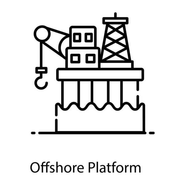 Eine Trendige Ikone Design Der Offshore Plattform Bohrmaschine Vektor Design — Stockvektor