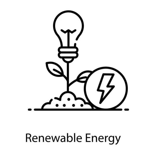 Návrh Ikony Žárovky Spojené Elektrárnou Vektor Obnovitelné Energie — Stockový vektor