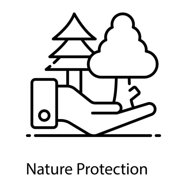 Design Ikon Ochrany Přírody Ruční Držení Stromu — Stockový vektor