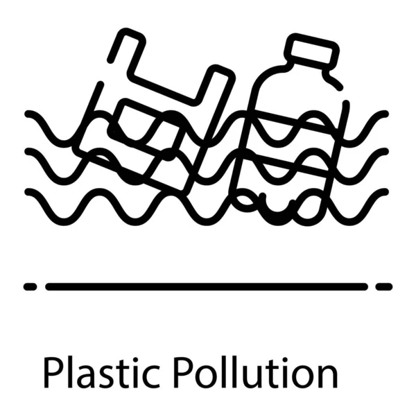 Estilo Vector Contaminación Plástica Contaminación Oceánica Icono Editable — Archivo Imágenes Vectoriales