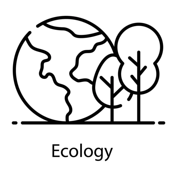 Дизайн Иконы Экологии Земной Шар Векторным Стилем Деревьев — стоковый вектор
