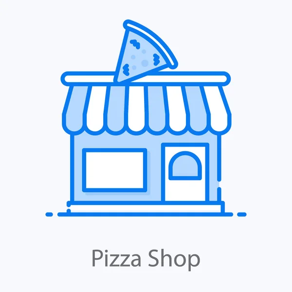 Commercial Eating House Flat Design Pizza Shop Icon — Stock Vector