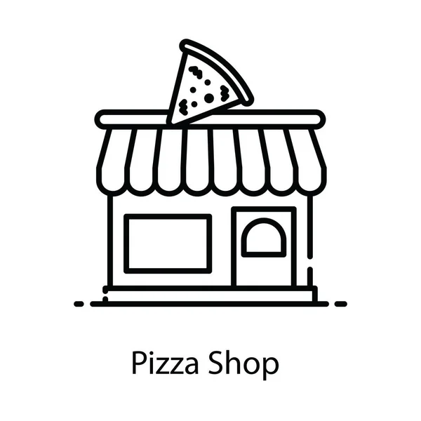 Εμπορική Σπίτι Φαγητού Επίπεδη Σχεδίαση Της Πίτσας Εικονίδιο Κατάστημα — Διανυσματικό Αρχείο