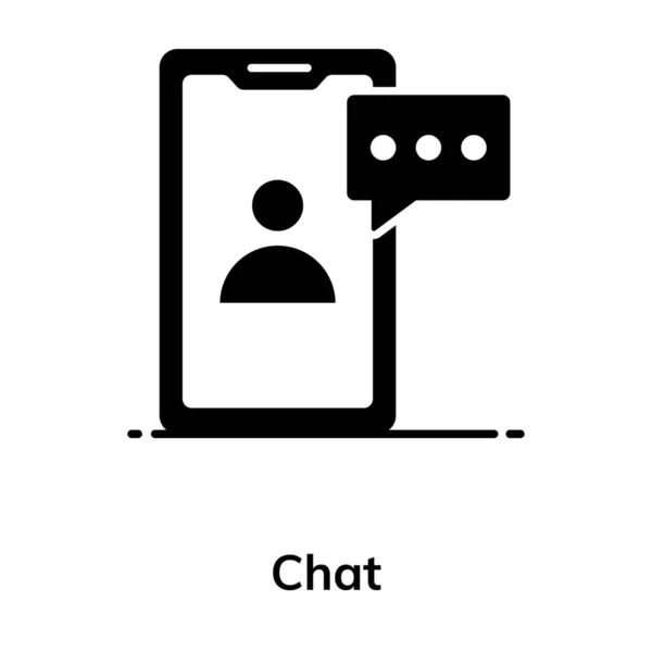 Bolla Vocale Con Vettore Chat Concettualizzante Mobile Icona Piatta — Vettoriale Stock