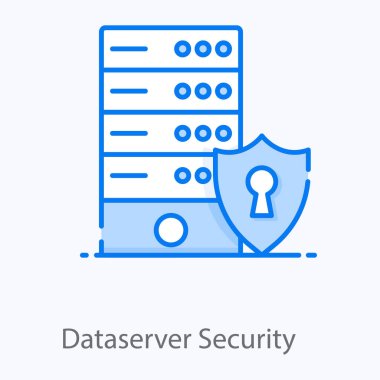 Veritabanı güvenlik simgesi konseptini gösteren sunucu rafı olan kalkanlar
