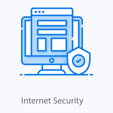 Düz vektör tasarımında internet güvenliği simgesi