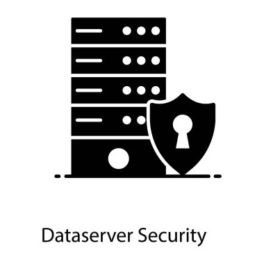Veritabanı güvenlik simgesi konseptini gösteren sunucu rafı olan kalkanlar