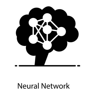 Yapay zeka vektörü, düz simge içindeki sinirsel ağ 