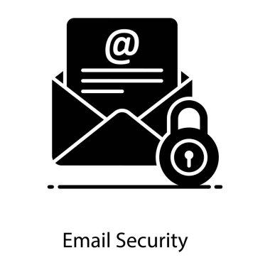 Posta zarflı asma kilit simgesi, e- posta güvenlik vektörü 