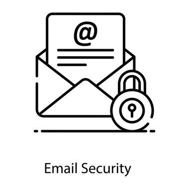 Posta zarflı asma kilit simgesi, e- posta güvenlik vektörü 