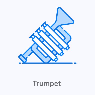 Temel RGBMusic enstrümanı, düz tasarım trompet simgesi 