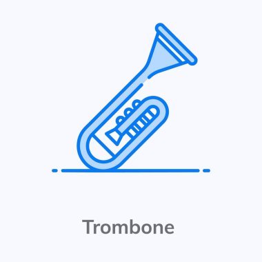 Temel RGBMusic enstrümanı, düz tasarım trombon simgesi 
