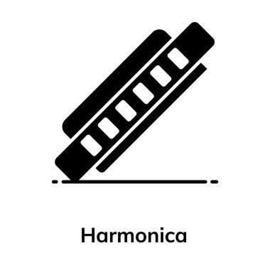 Ağız organı müzik aleti, armonika vektör tasarımının düz simgesi 