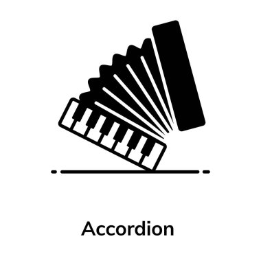 Kutu şeklinde müzik aleti, akordeon vektör tasarımının düz simgesi 