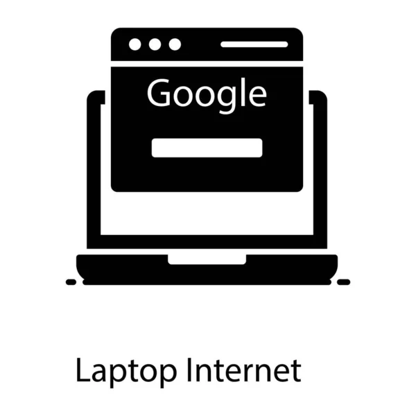 Trendy Editable Flat Vector Design Laptop Internet Icon — 스톡 벡터