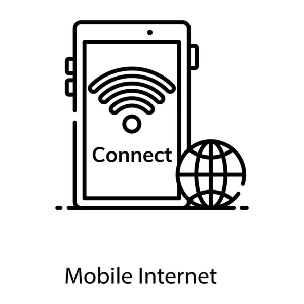 Signaux Wifi Intérieur Smartphone Présentant Icône Internet Mobile — Image vectorielle