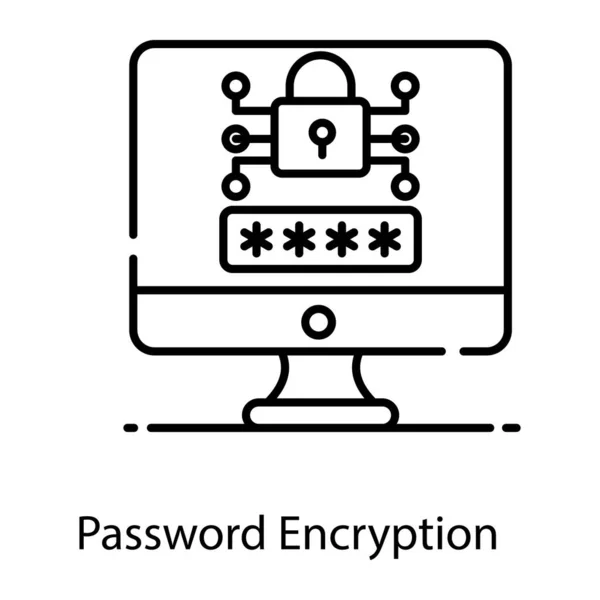 Verrouillage Numérique Avec Mot Passe Intérieur Moniteur Icône Cryptage — Image vectorielle