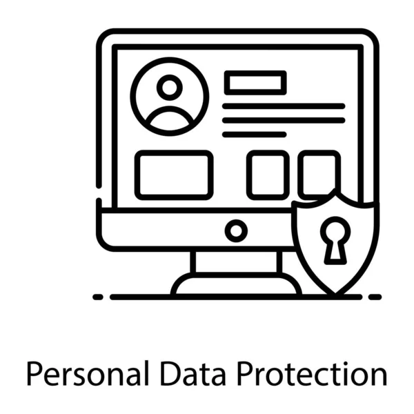 Icône Style Modifiable Protection Des Données Personnelles Dans Design Plat — Image vectorielle