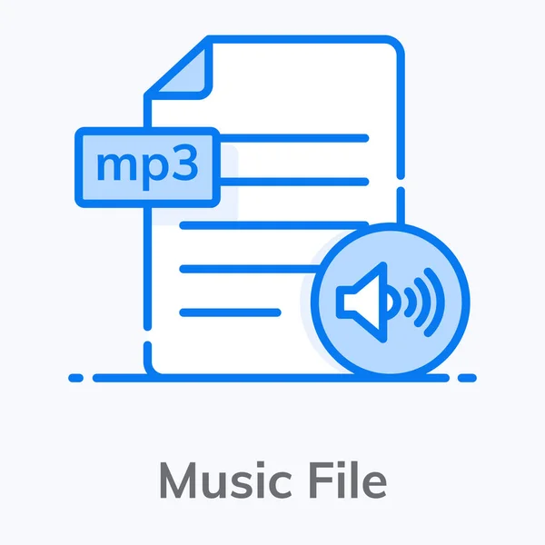 Een Icoon Van Het Muziekbestandsformaat Plat Bewerkbaar Ontwerp — Stockvector