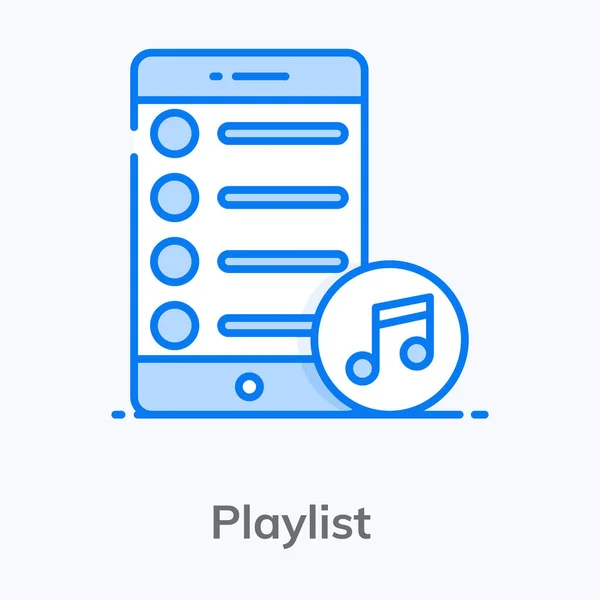 Icono Lista Reproducción Música Móvil Vector Plano — Archivo Imágenes Vectoriales