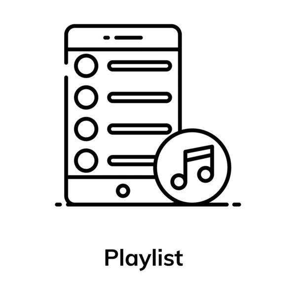 Mobile Music Playlist Icon Flat Vector — Stock Vector
