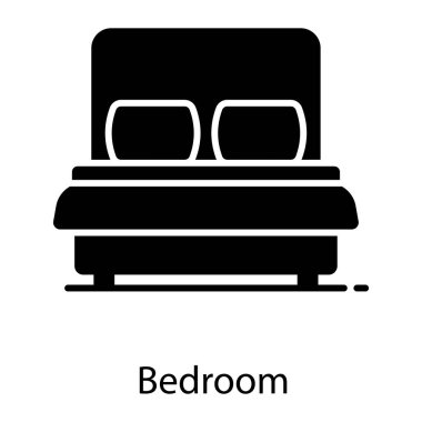 Güzel kral yatağı, yatak odası ikonunun düz tasarımı