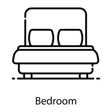 Güzel kral yatağı, yatak odası ikonunun düz tasarımı
