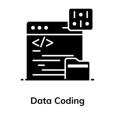 Özel kodlama simgesinin düzenlenebilir modern biçim vektörü, veri kodlamasının kavramsal düz simgesi 