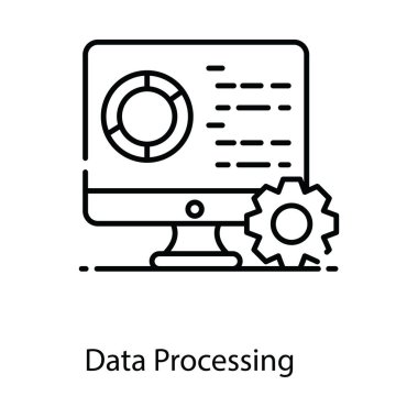 Pasta grafikli dişli, düzenlenebilir biçimdeki veri işleme simgesi tasarımı 