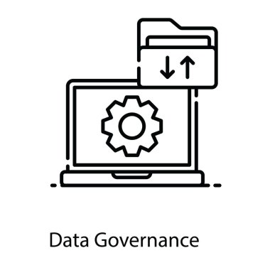 Veri yönetimi, modern düz tarzda veri yönetiminin simgesi 