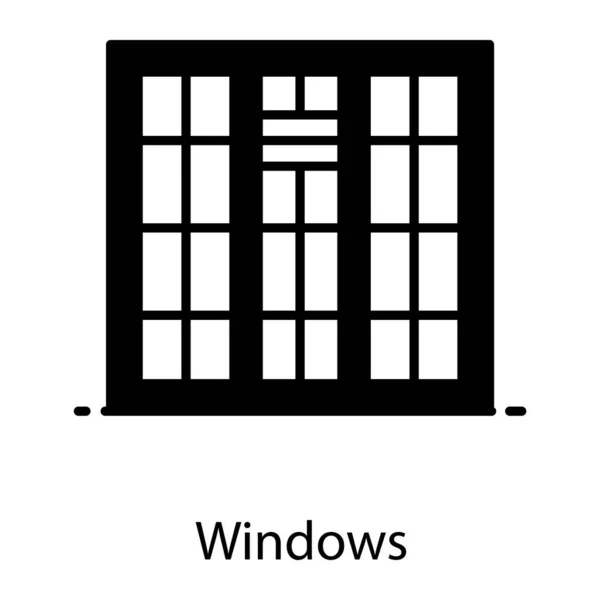 Fensterrahmen Aus Glas Ikone Des Flachen Vektordesigns — Stockvektor