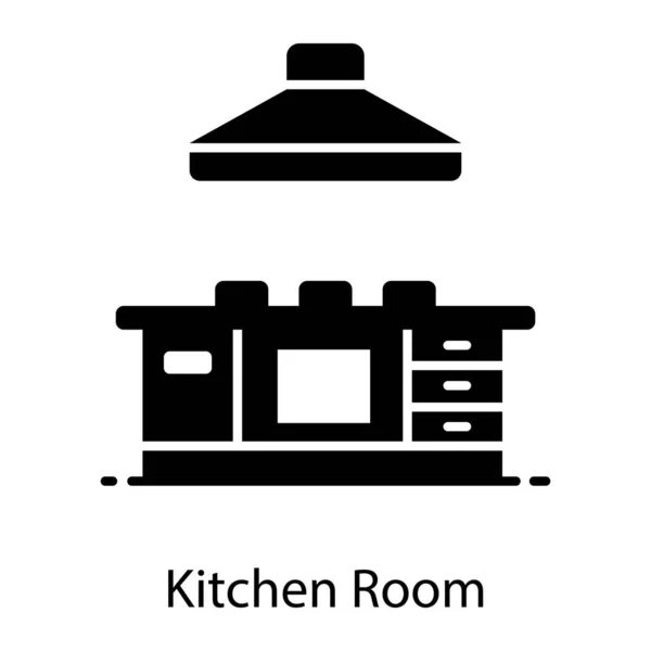 Modern Kitchen Room Wooden Cabinets Extractor Hood — Stock Vector