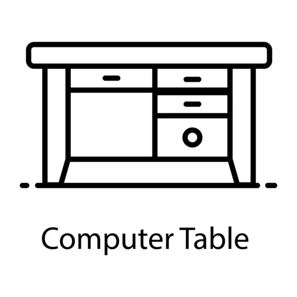 Icono Mesa Cajón Diseño Plano Vector Mesa Ordenador — Vector de stock