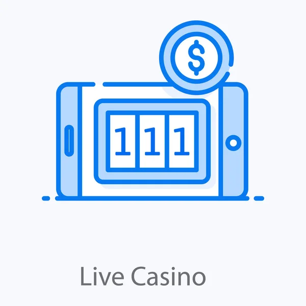 Plochá Ikona Živého Kasina Mobilní Loterie Hra — Stockový vektor