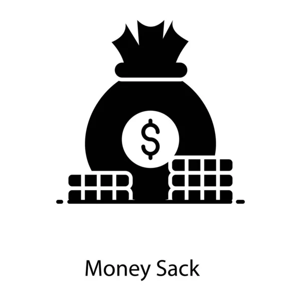 Flat Icon Money Sack Dollar Pouch Coins Stack — Stock Vector