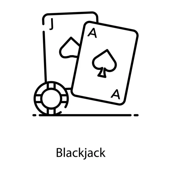 Karetní Hra Ikona Blackjack Plochém Designu — Stockový vektor