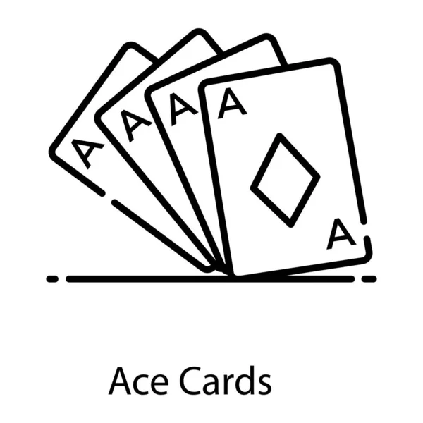 Playing Ace Cards Icon Flat Design — Stock Vector
