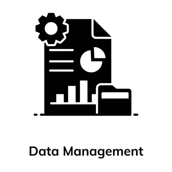 Cogwheel Con Archivo Negocio Icono Gestión Datos Estilo Editable — Archivo Imágenes Vectoriales