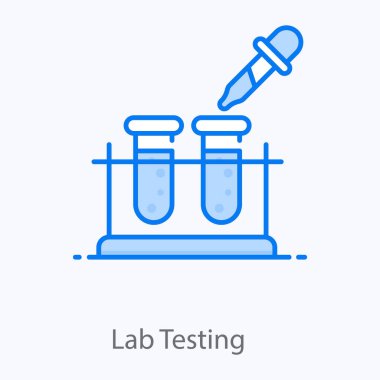 Damlatıcılı test tüpleri, laboratuvar test konsepti için düz simge tasarımı
