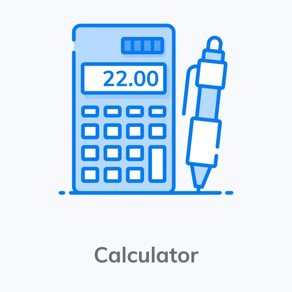 Calculadora Con Lápiz Equipo Cálculo Matemático — Vector de stock
