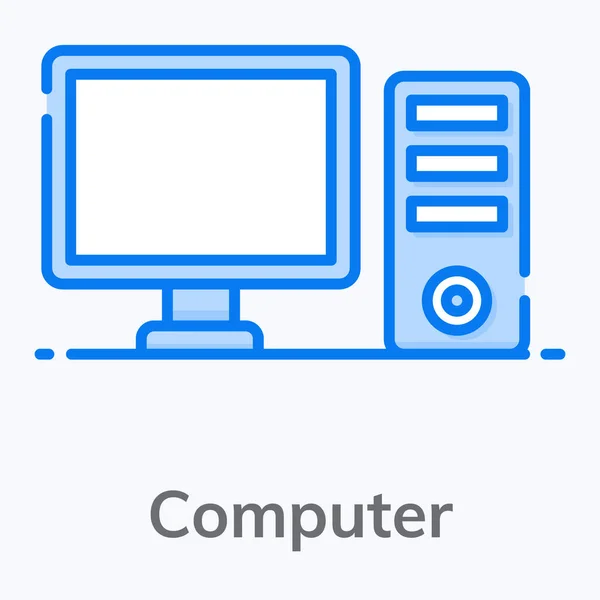 Computer Flachen Stil Eine Datenverarbeitungsmaschine — Stockvektor