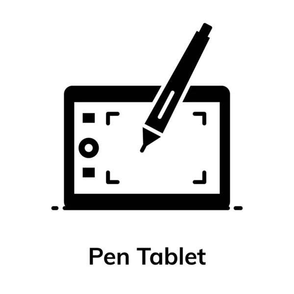 Düz Vektör Tasarımında Grafik Tableti Simgesi Kalem Tableti — Stok Vektör